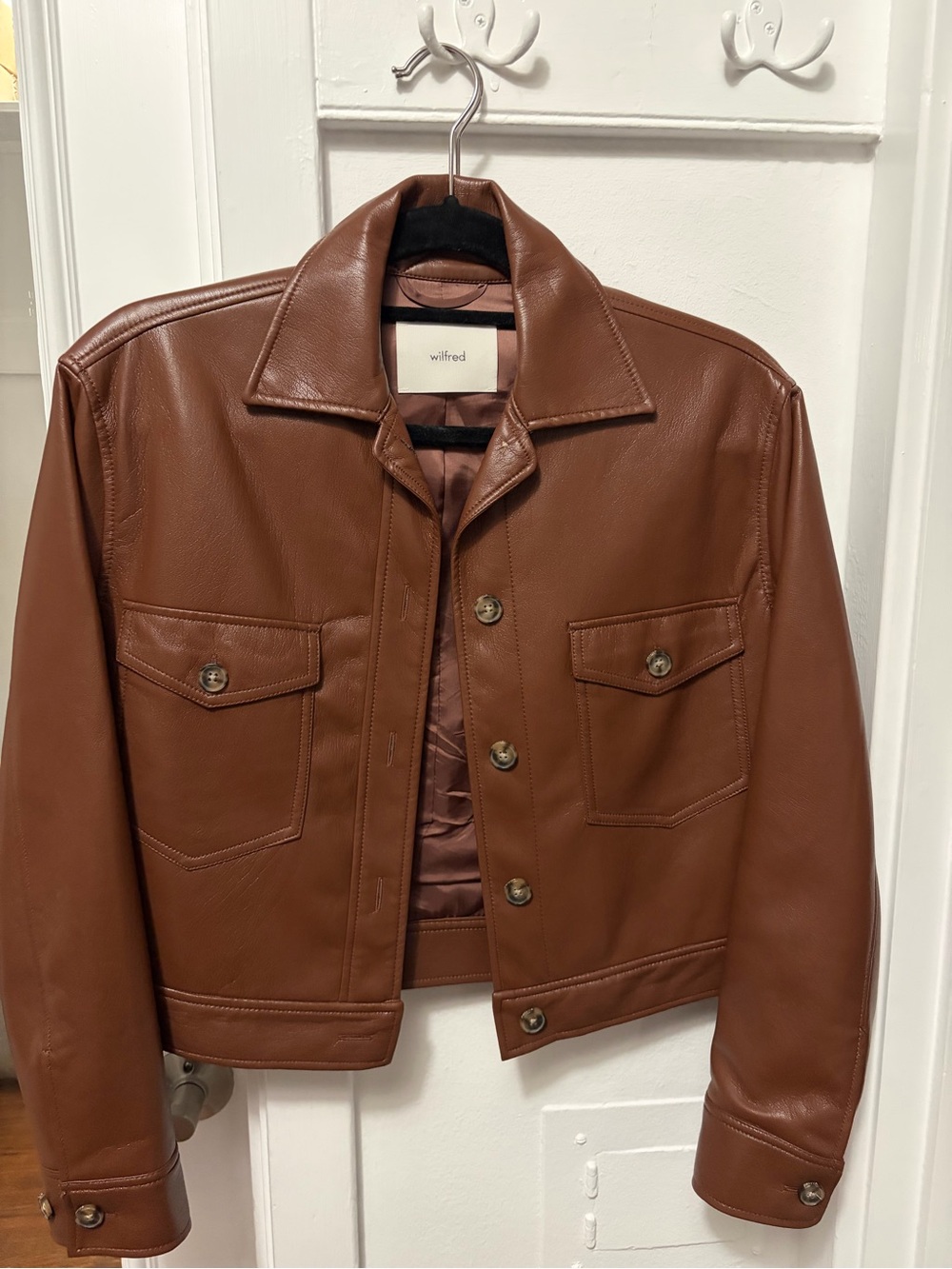 Wilfred Brown Leather Shirt Jacket